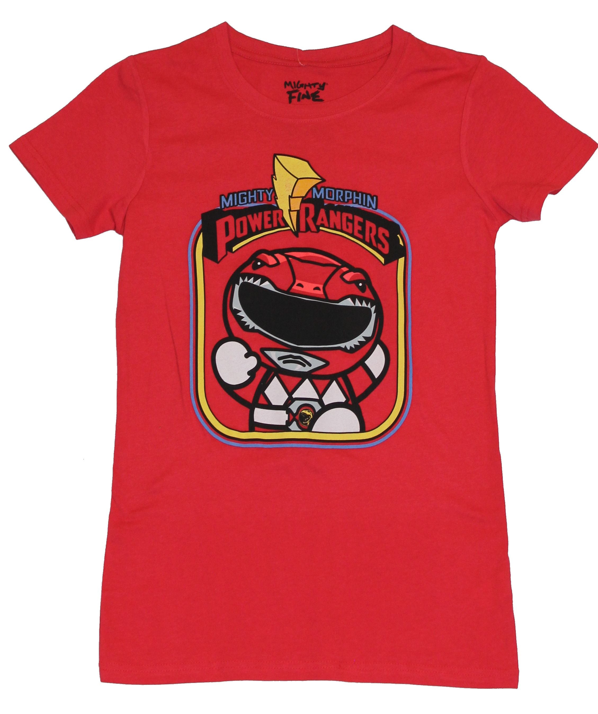 Mighty Morphin Power Rangers Girls Juniors  T-Shirt -  Squashed Red Ranger Image Hoodie, Sweatshirt | CiraTrend.com
