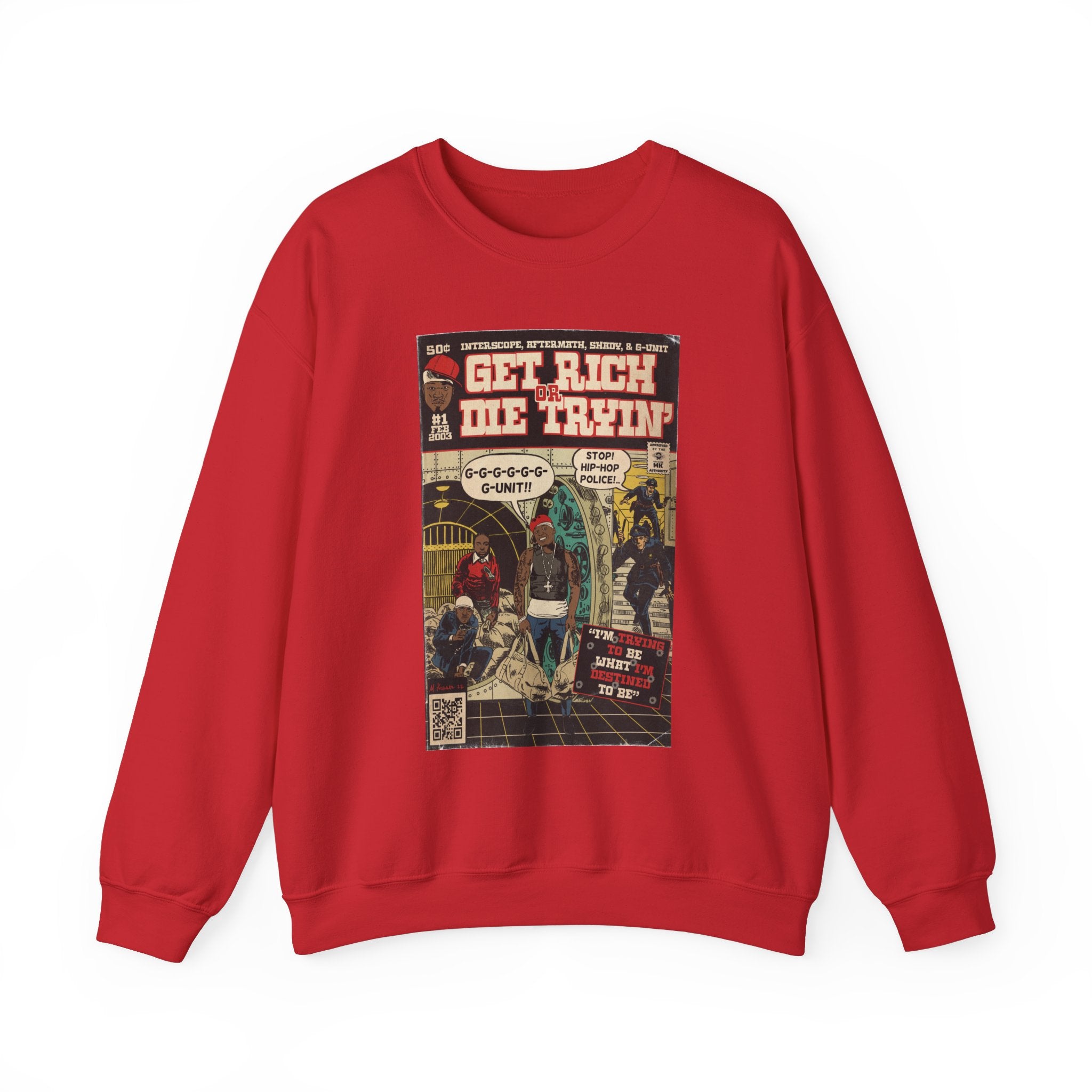 Get Rich Or Die Tryin - Comic Art - Unisex Heavy BlendÃ¢â€žÂ¢ Crewneck Sweatshirt T-Shirts, Hoodie | CiraTrend.com (Image 3)