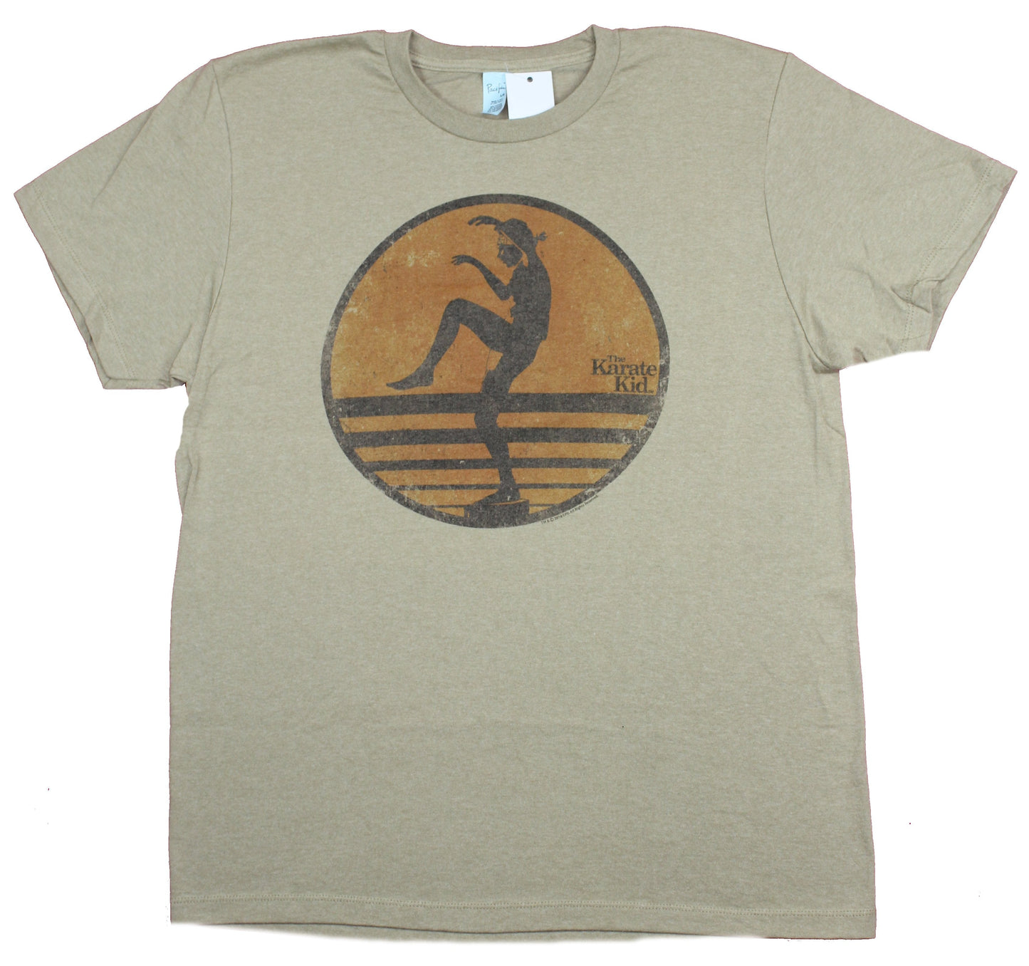 Karate Kid Mens T-Shirt - Distressed Crane Kick Pose in Circle Graphic