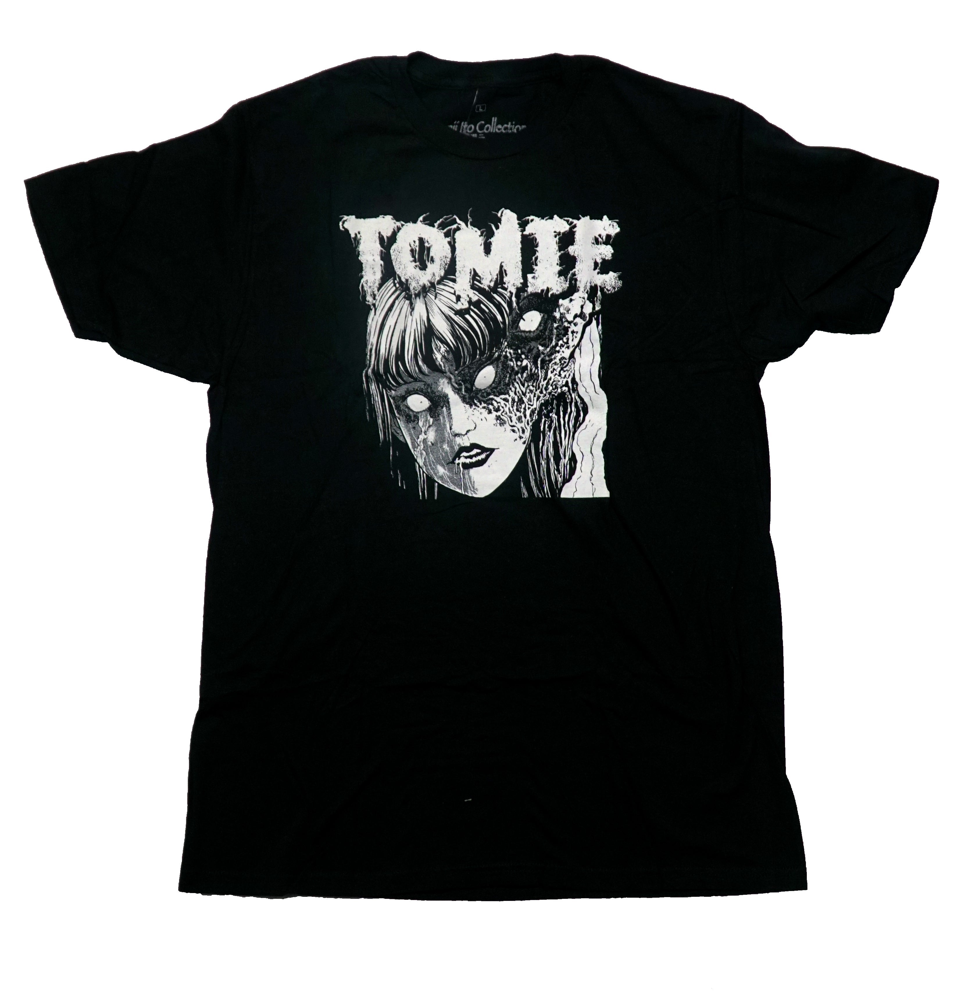 Junji Ito Mens T-Shirt - Black and White Tomie Image Under Name Hoodie, Sweatshirt | CiraTrend.com