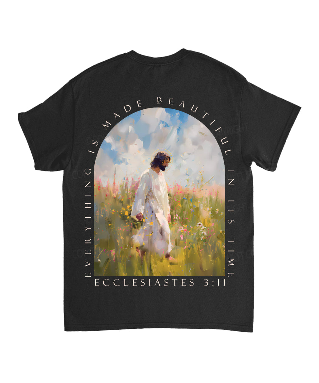 Everything Is Made Beautiful In It's Time Double Sided Unisex Cotton Christian T-Shirt Hoodie, Sweatshirt (Image 5)