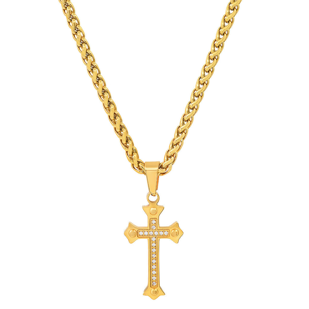 18K Gold Plated Stainless Steel And Simulated Diamonds Cross Pendant T-Shirts, Hoodie, Sweatshirt | CiraTrend.com (Image 1)