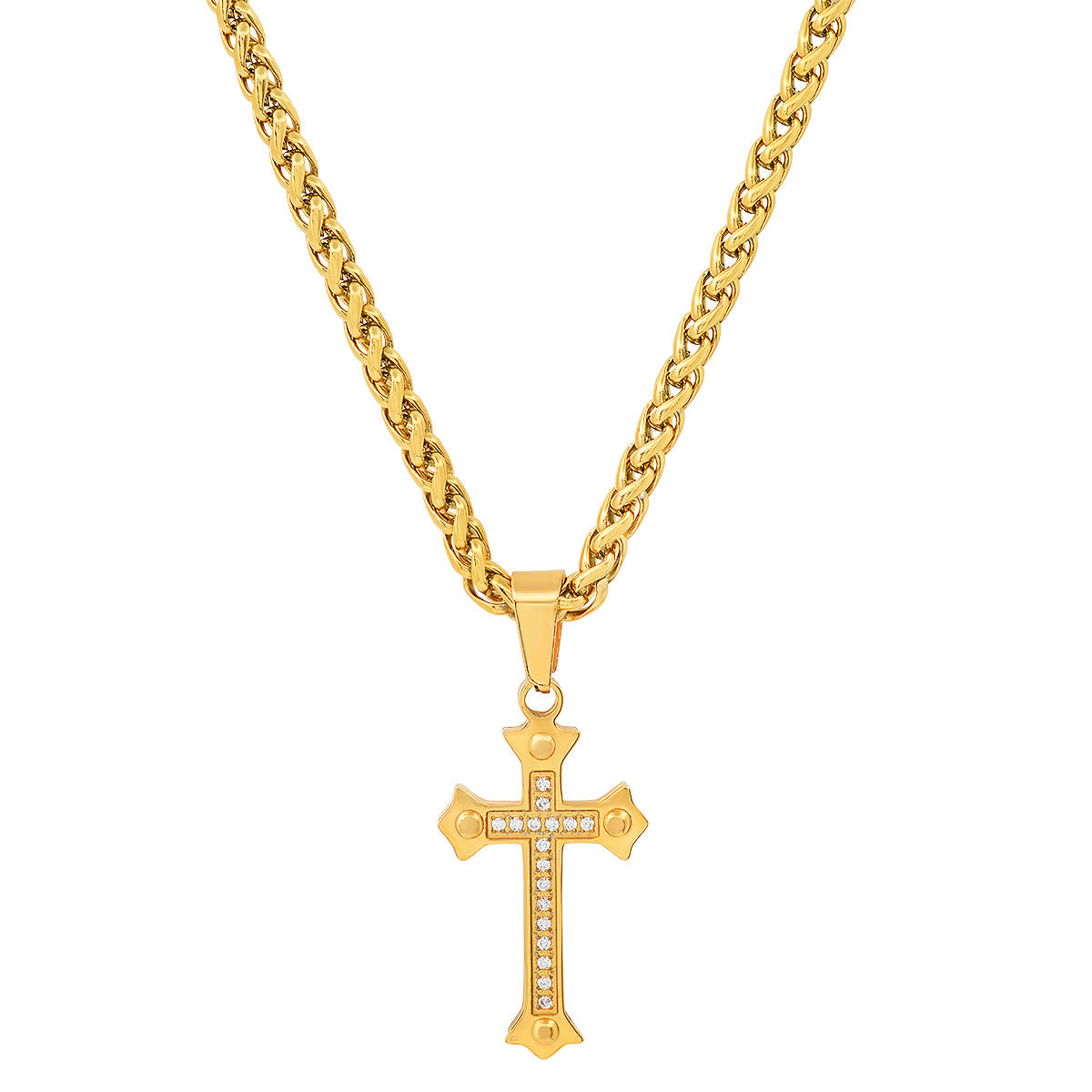 18K Gold Plated Stainless Steel And Simulated Diamonds Cross Pendant T-Shirts, Hoodie, Sweatshirt | CiraTrend.com (Image 1)