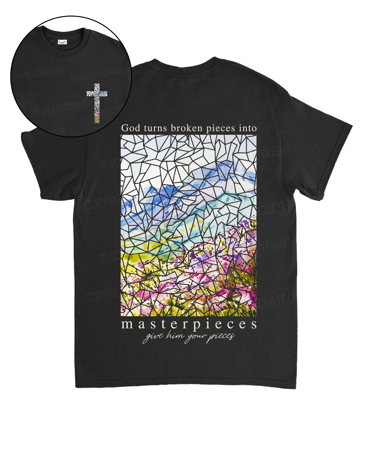 God Turns Broken Pieces Masterpieces Double Sided Cotton Christian T-Shirts, Hoodie, Sweatshirt