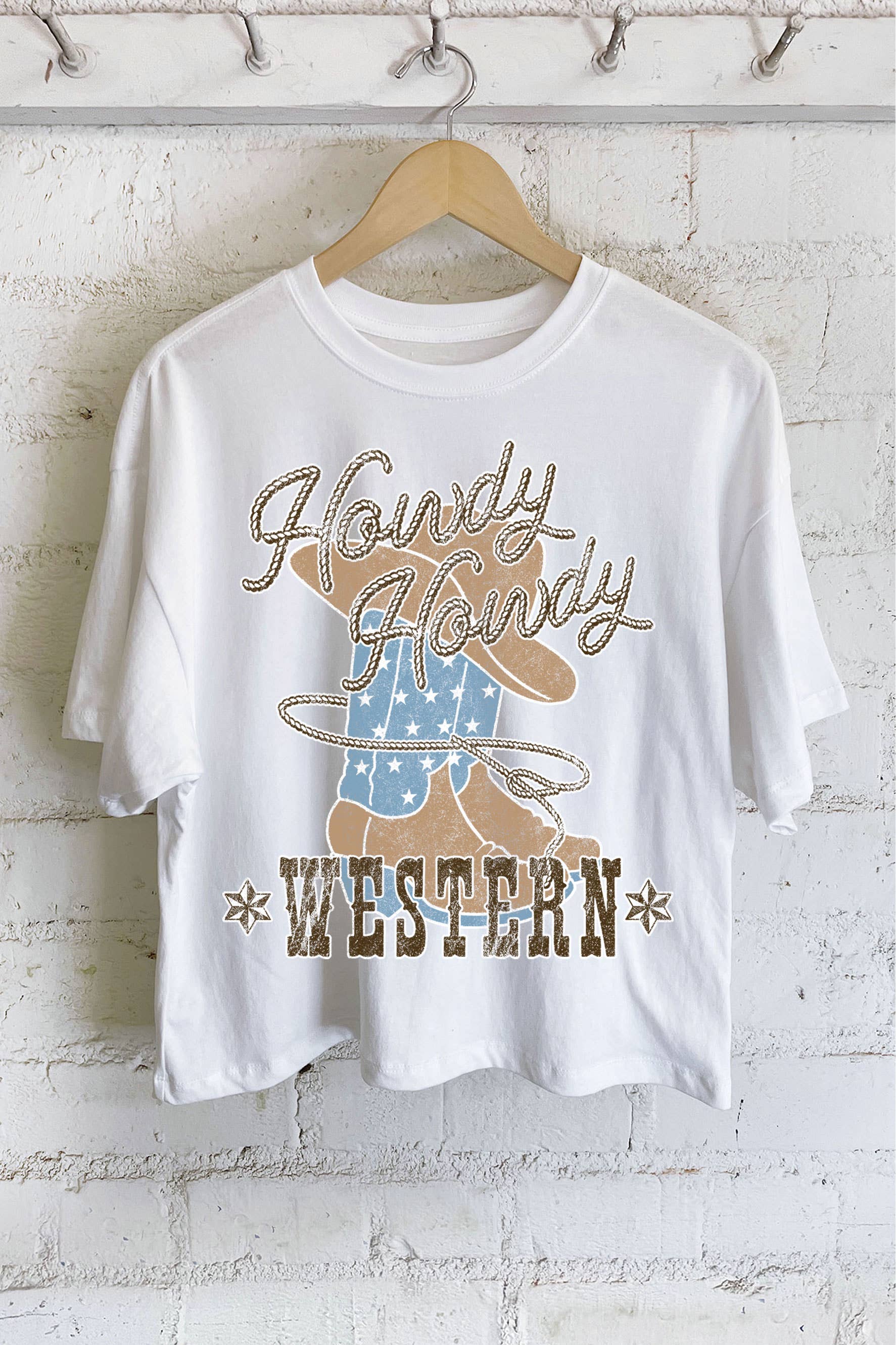 Howdy Howdy Western Graphic Long Crop Top