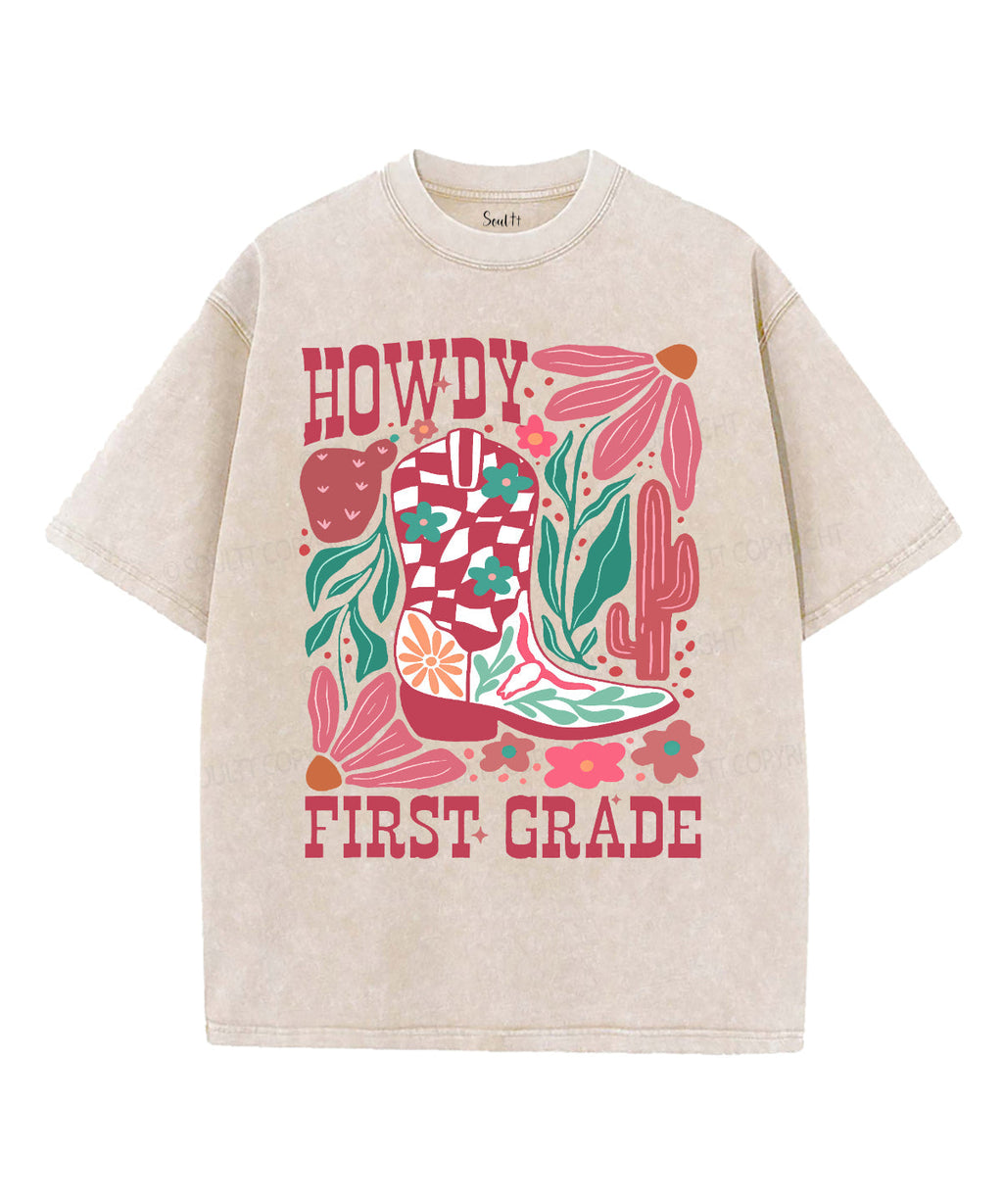 Howdy First Grade Washed Christian T-Shirts, Hoodie, Sweatshirt