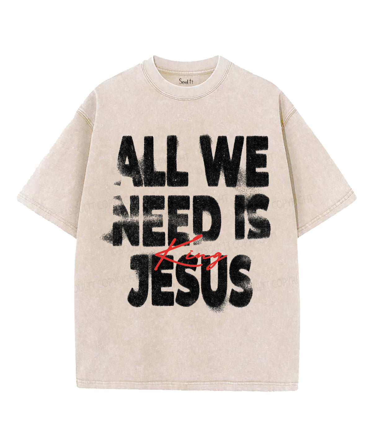 All We Need Is Jesus King Unisex Washed Christian T-shirt Hoodie, Sweatshirt | CiraTrend.com (Image 4)