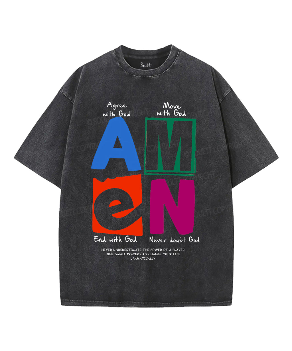 Amen Unisex Washed Christian T-shirt Hoodie, Sweatshirt | CiraTrend.com (Image 1)