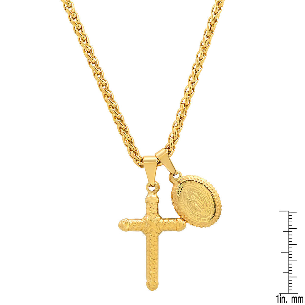 18K Gold Plated Stainless Steel Lady Of Guadalupe And Cross Pendant T-Shirts, Hoodie, Sweatshirt | CiraTrend.com (Image 3)