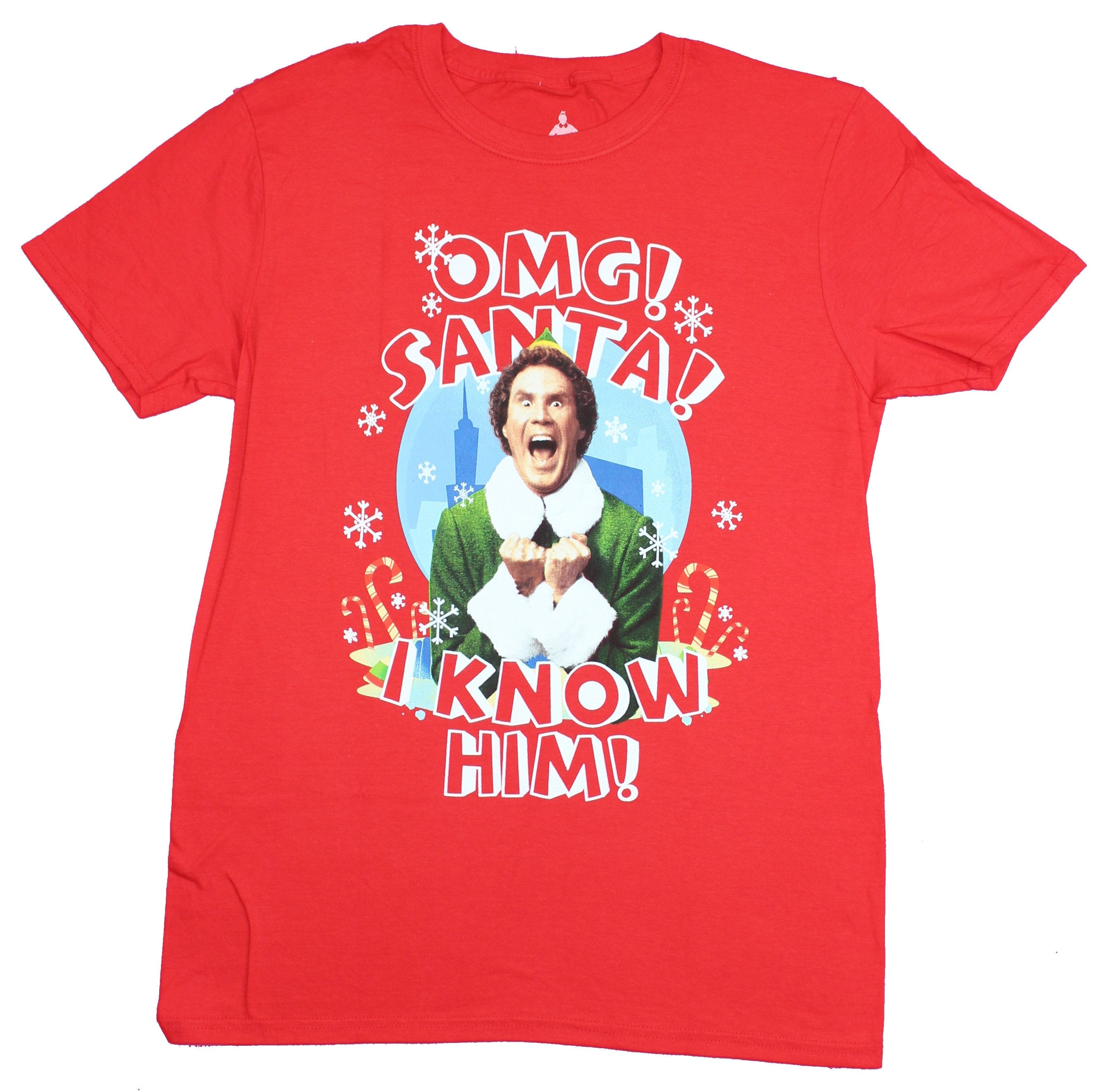 Elf The Movie Mens T-Shirt - Santa! OMG I Know Him Elf Image Hoodie, Sweatshirt | CiraTrend.com