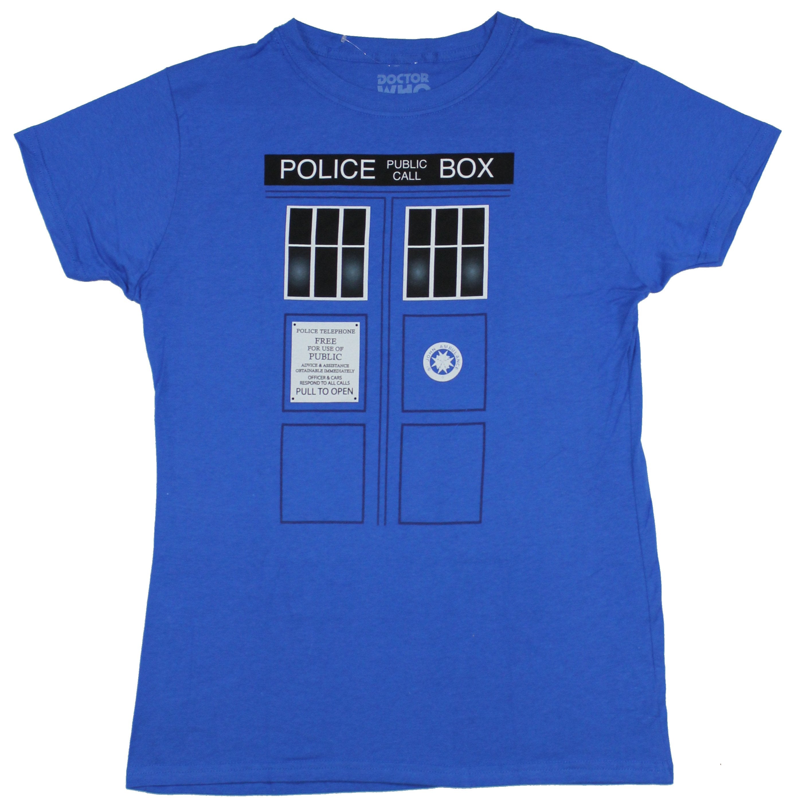 Doctor Who Girls Juniors T-Shirt - Giant Tardis Call Box All Over Image Hoodie, Sweatshirt | CiraTrend.com