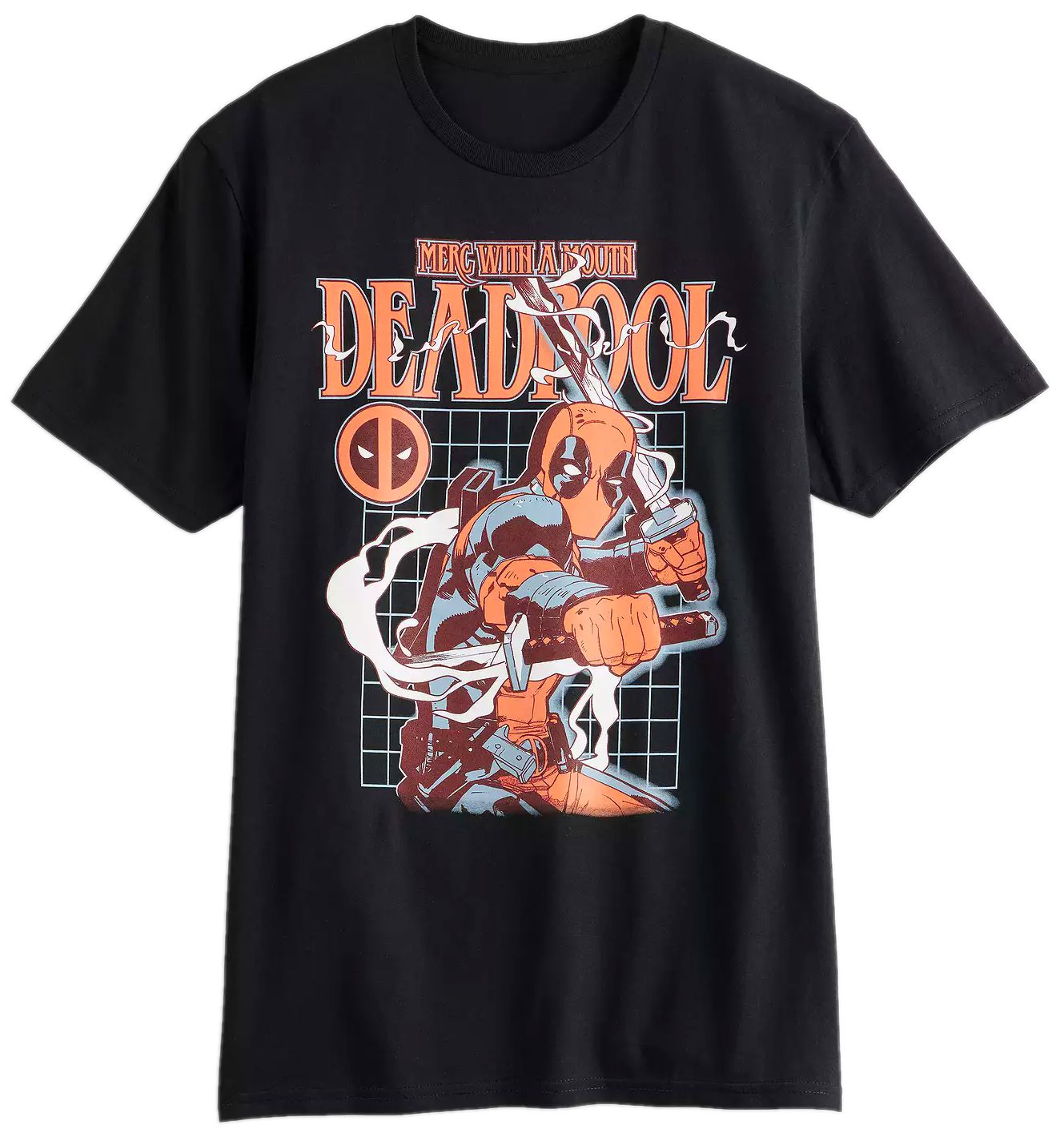 Deadpool Mens T-Shirt - Merc With Mouth Blade Slicing on Grid Hoodie, Sweatshirt | CiraTrend.com