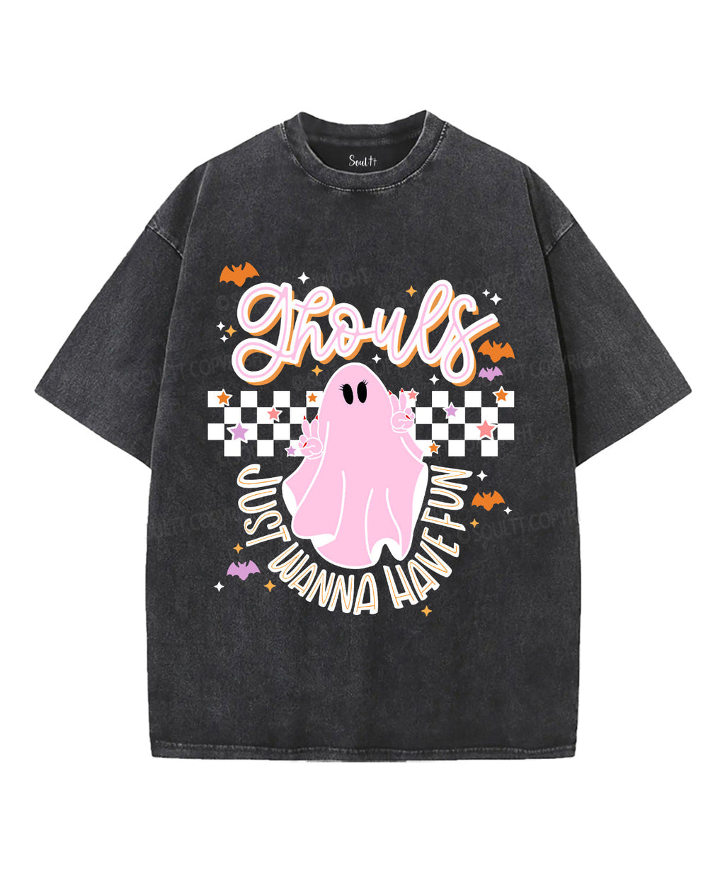 Ghouls Just Wanna Have Fun Unisex Washed Christian T-shirt Hoodie, Sweatshirt | CiraTrend.com (Image 2)