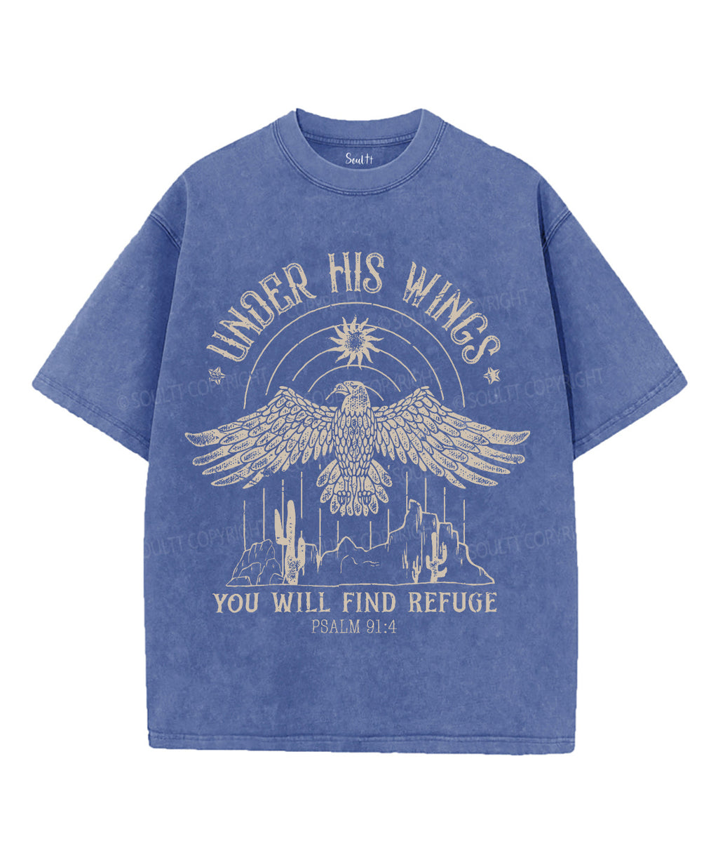 Under His Wings Unisex Washed Christian T-shirt Hoodie, Sweatshirt | CiraTrend.com (Image 4)