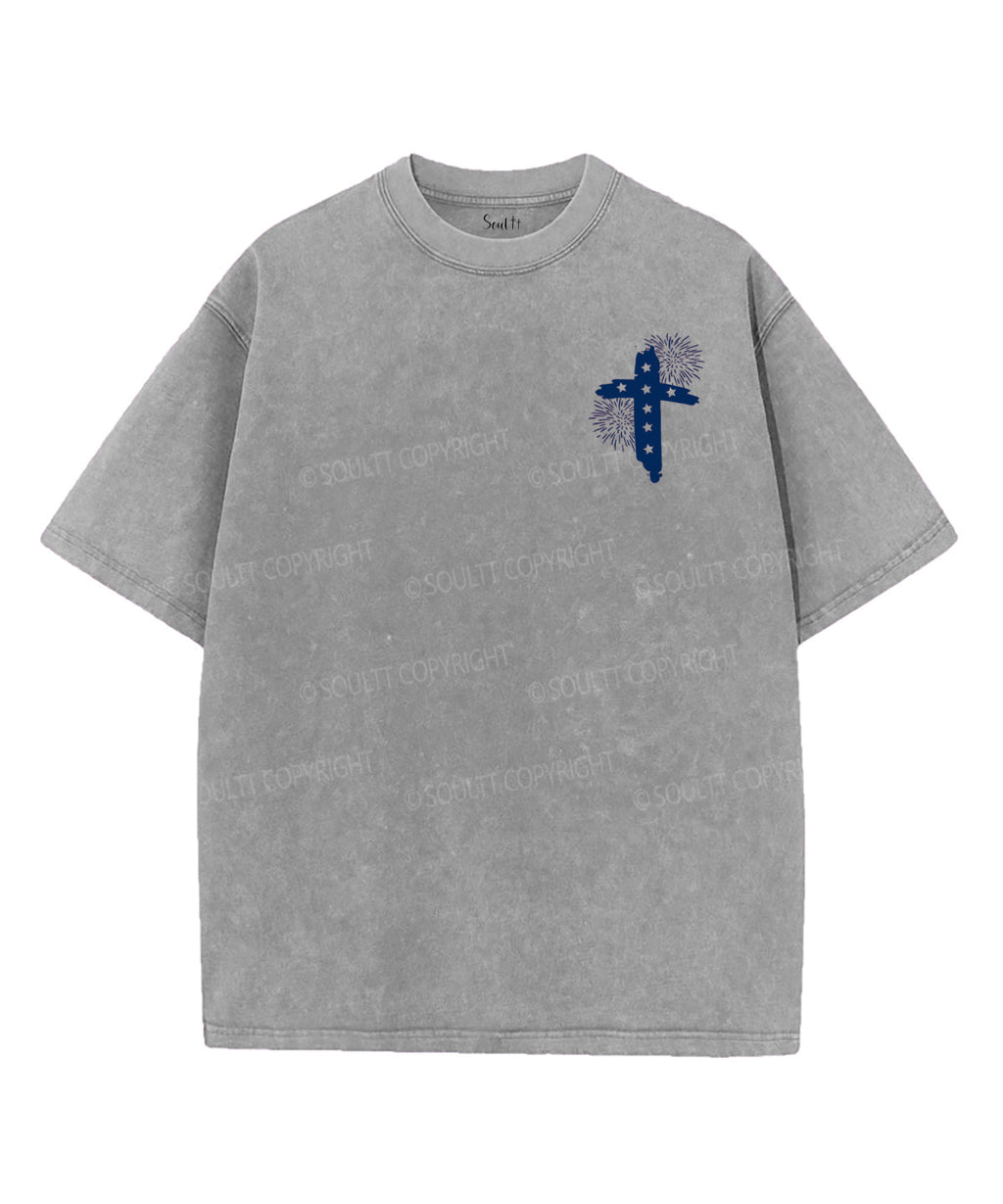 There is Freedom Double Sided Unisex Washed Christian T-shirt Hoodie, Sweatshirt | CiraTrend.com (Image 4)