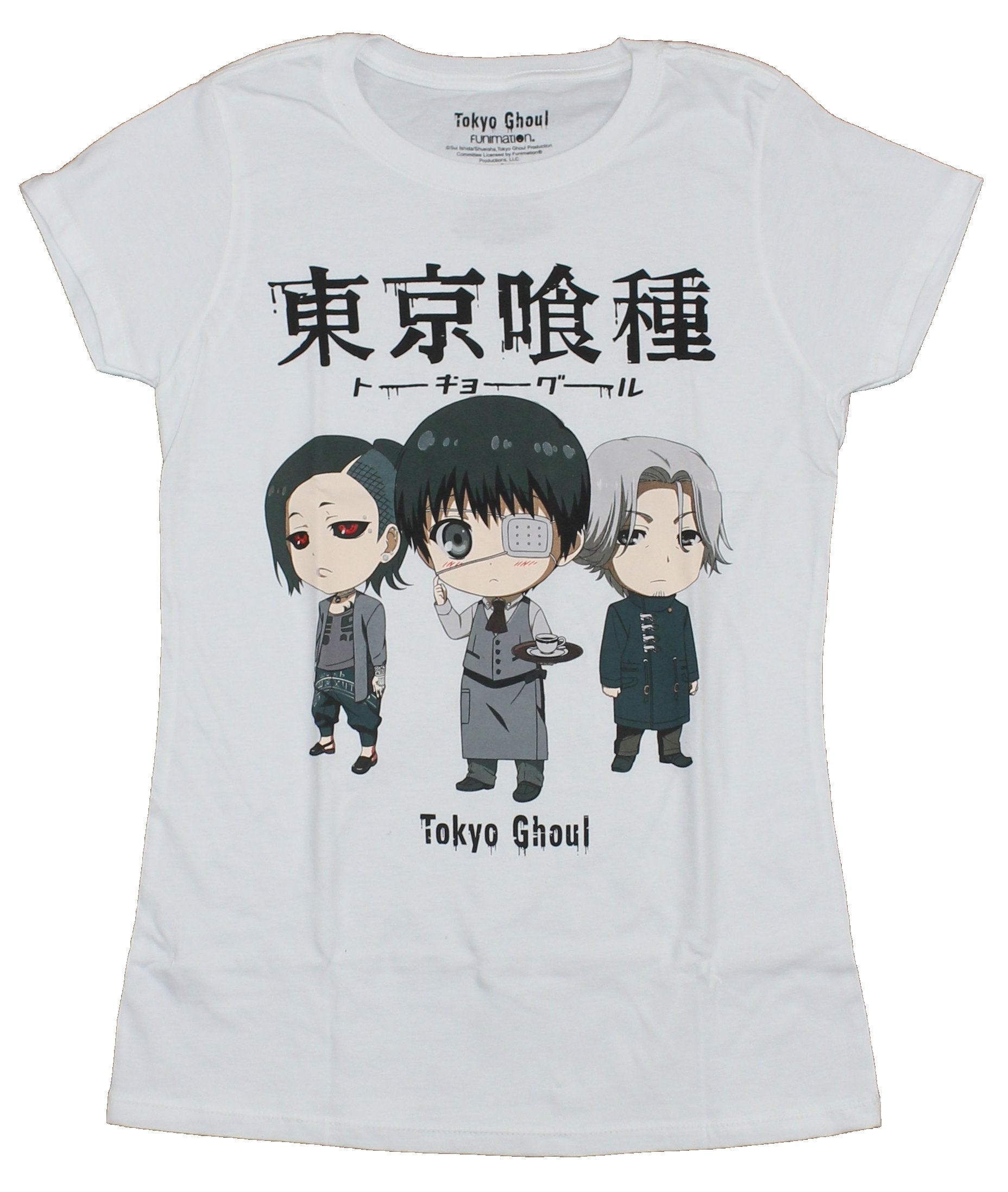 Tokyo Ghoul Girls Juniors T-Shirt - Three Chibi Character Under Logo Hoodie, Sweatshirt | CiraTrend.com
