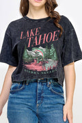 Lake Tahoe Trout Mineral Graphic Long Crop Top