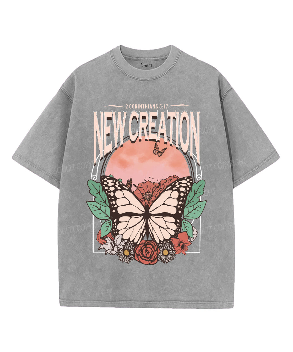 New Creation Unisex Washed Christian T-shirt Hoodie, Sweatshirt | CiraTrend.com (Image 2)