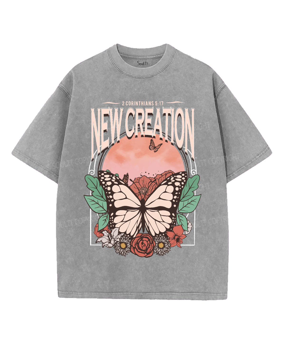 New Creation Unisex Washed Christian T-shirt Hoodie, Sweatshirt | CiraTrend.com (Image 2)
