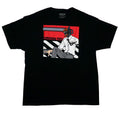 Chainsaw Man Mens T-Shirt - Denji Over Black and White Strips Besides Name Hoodie, Sweatshirt | CiraTrend.com