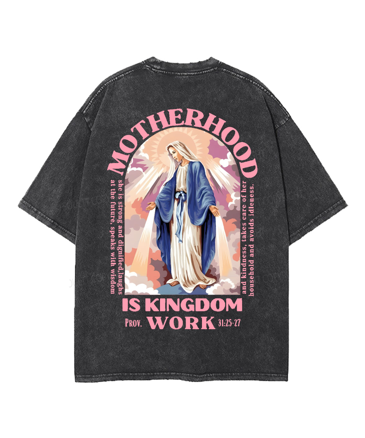 Motherhood is Kingdom Work Double Sided Unisex Washed Christian T-shirt Hoodie, Sweatshirt | CiraTrend.com (Image 3)