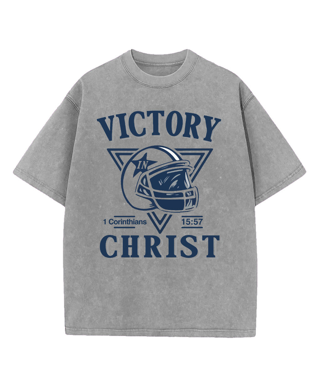 Victory In Christ Football Washed Christian T-shirt Hoodie, Sweatshirt | CiraTrend.com (Image 4)