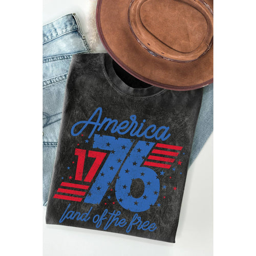 America 1776 Land of the Free Mineral Washed T Shirt