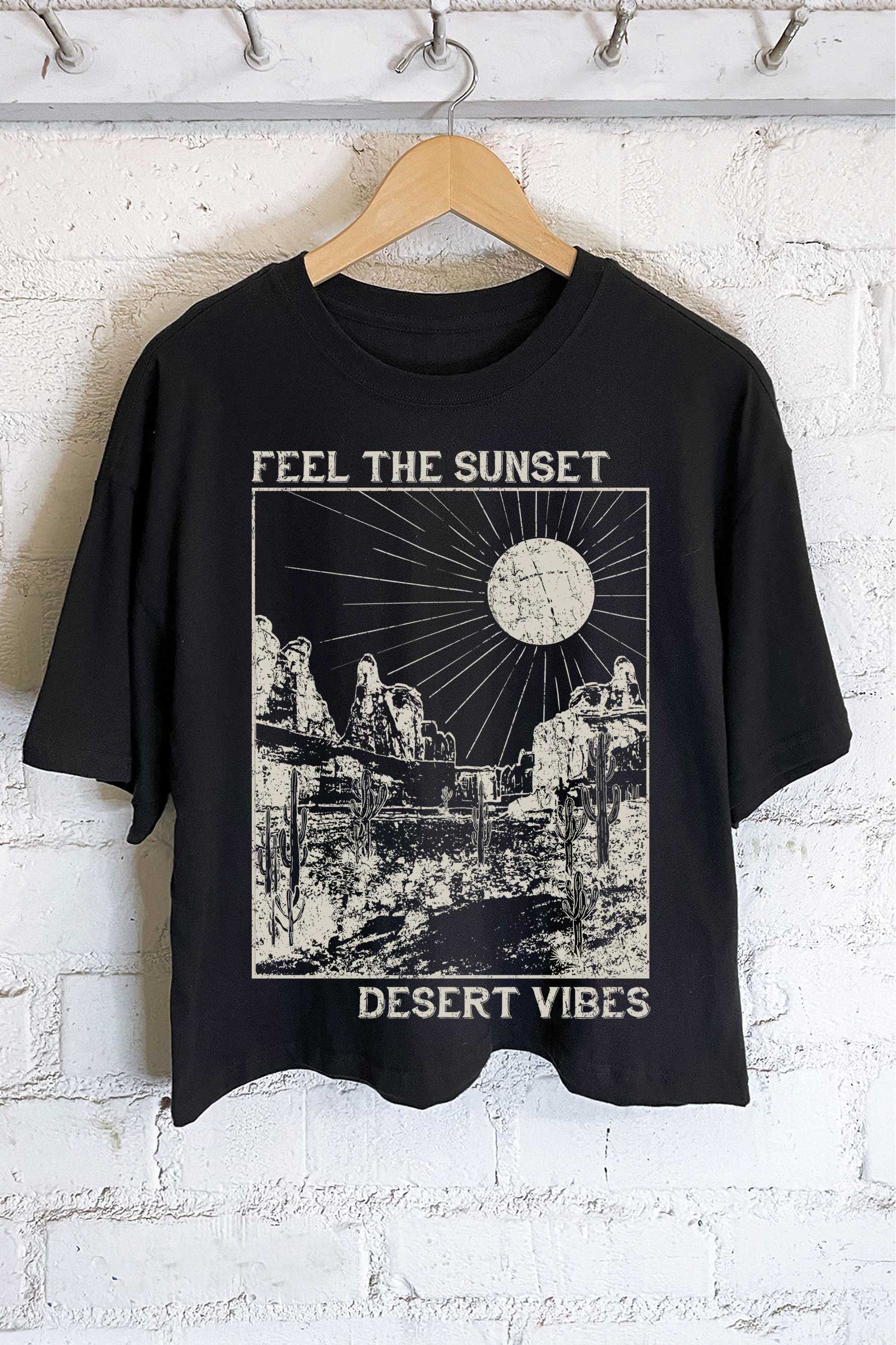 Feel the Sunset Desert Vibes Graphic Long Crop Top