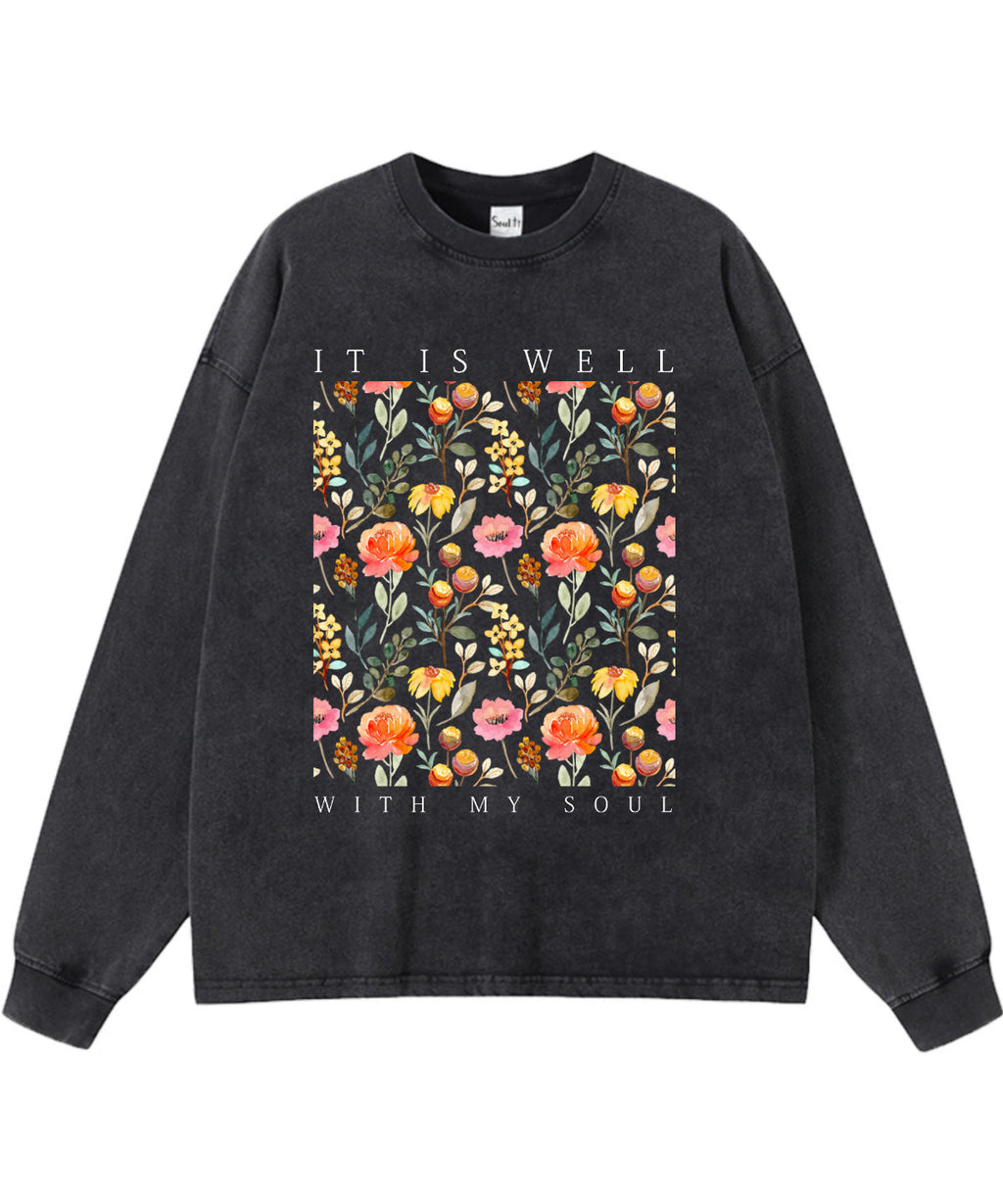 It Is Well With My Soul Washed Christian Long-sleeve T-shirt Hoodie, Sweatshirt | CiraTrend.com (Image 1)