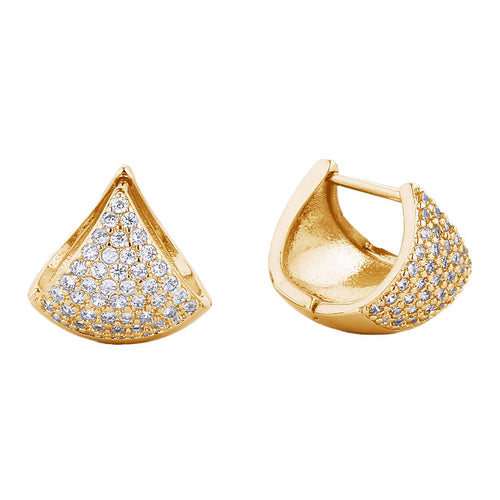 14K Gold-Dipped Cz Teardrop Huggie Earring