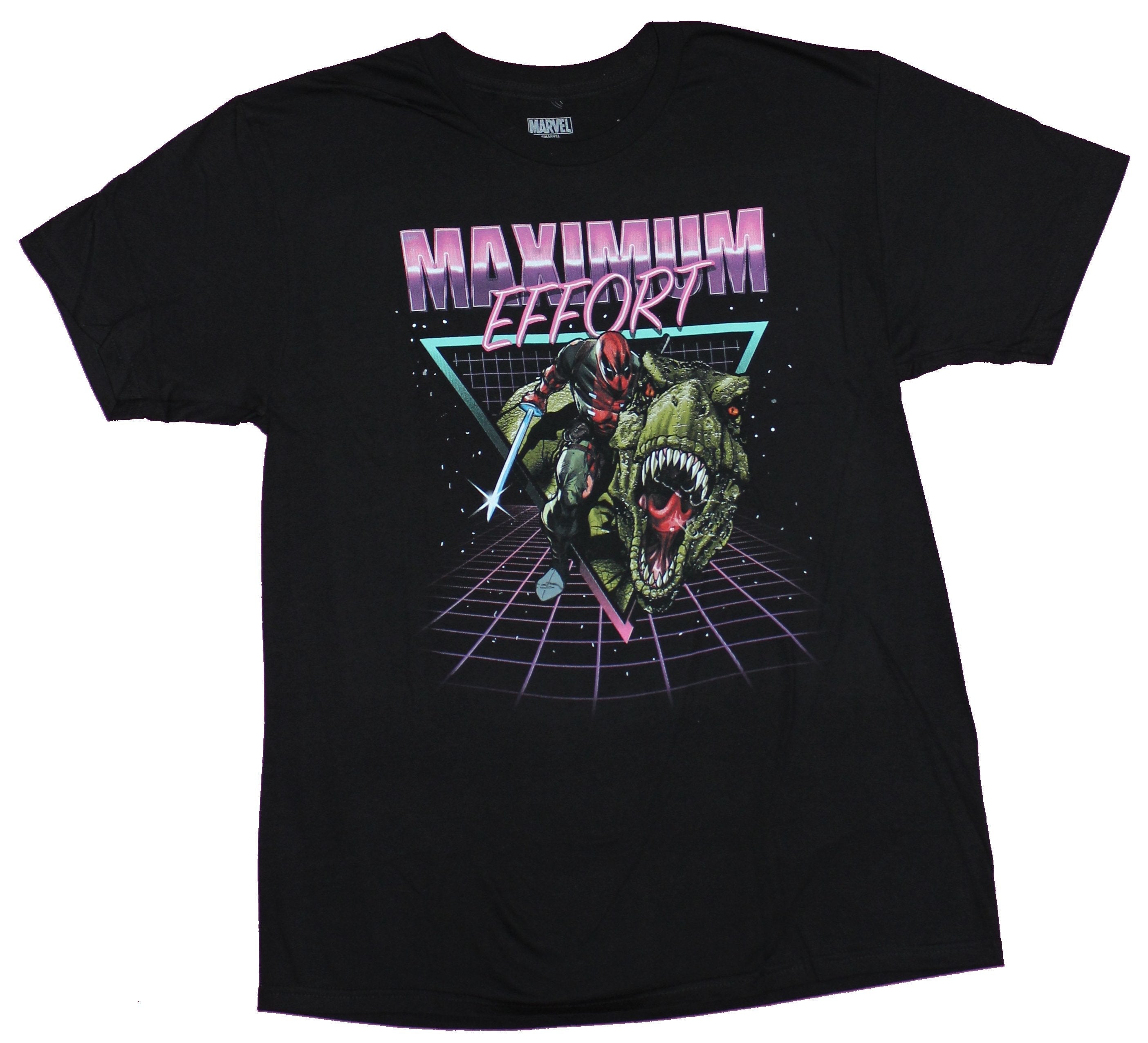 Deadpool Mens T-Shirt - Maximum Effort Riding T-Rex in Vector Space Hoodie, Sweatshirt | CiraTrend.com