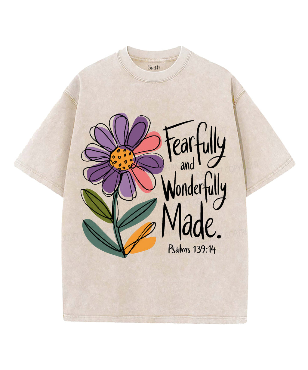 Fearfully And Wonderfully Made Unisex Washed Christian T-shirt Hoodie, Sweatshirt | CiraTrend.com (Image 4)