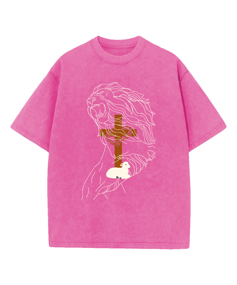The Lion And The Cross Washed Christian T-shirt Hoodie, Sweatshirt | CiraTrend.com (Image 4)