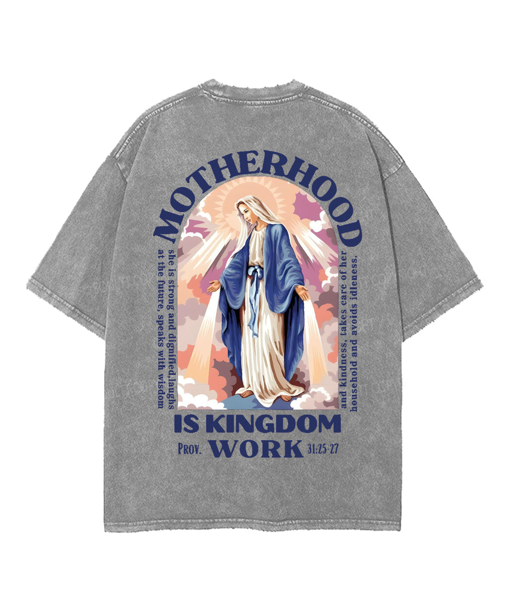 Motherhood is Kingdom Work Double Sided Unisex Washed Christian T-shirt Hoodie, Sweatshirt | CiraTrend.com (Image 5)