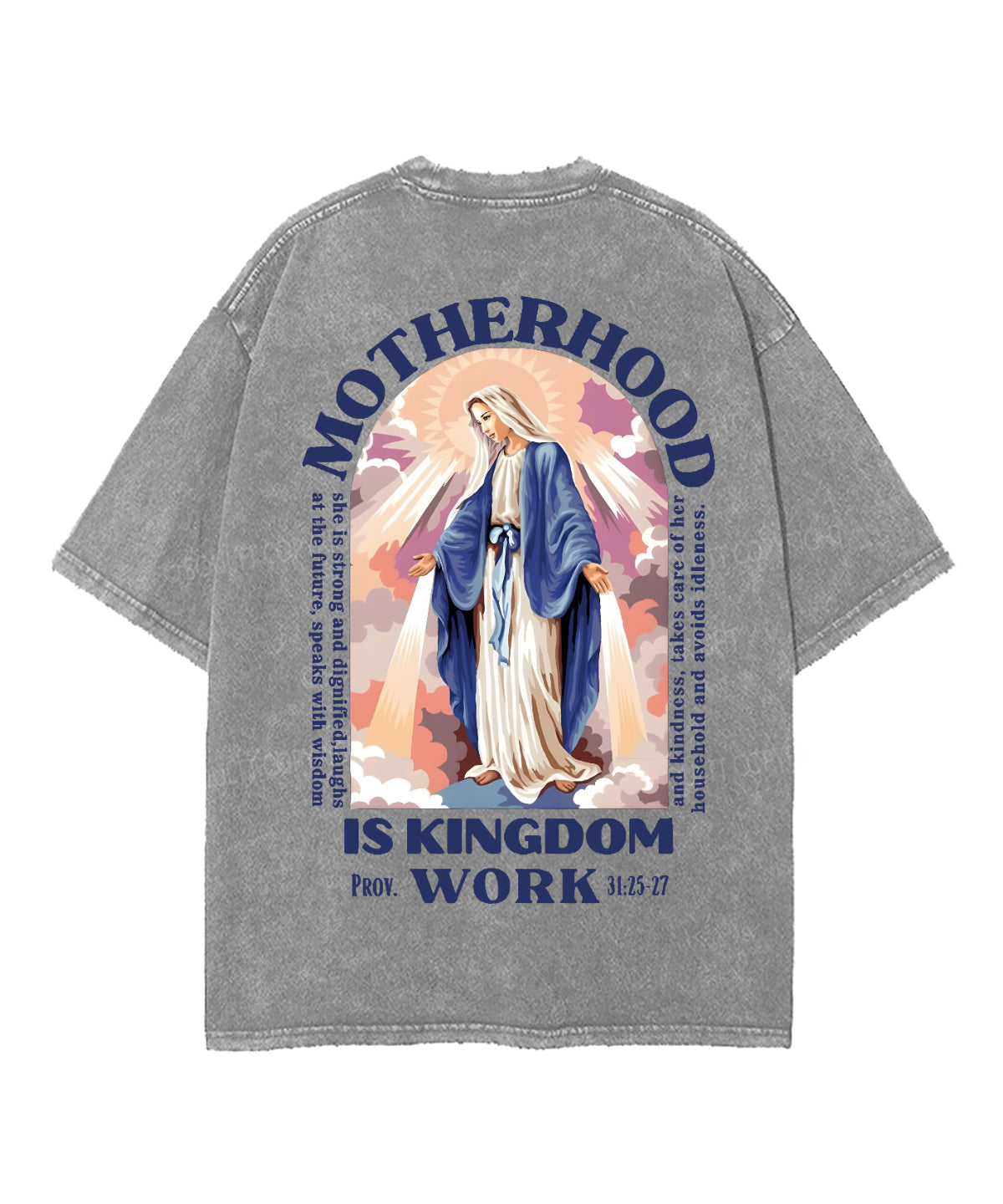 Motherhood is Kingdom Work Double Sided Unisex Washed Christian T-shirt Hoodie, Sweatshirt | CiraTrend.com (Image 5)