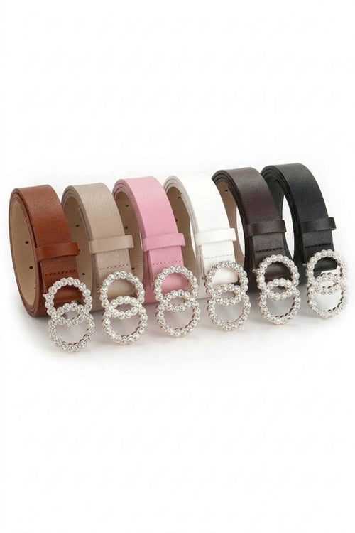 0402 Rhinestone Double Ring Buckle Fashion Belt
 SI-29657