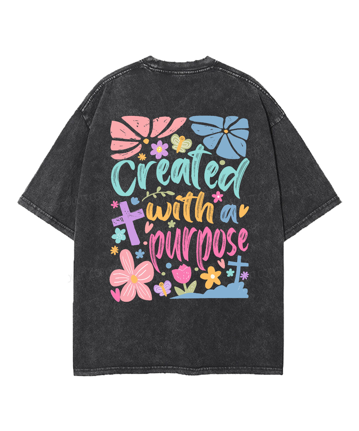 Created With A Purpose Double Sided Unisex Washed Christian T-shirt Hoodie, Sweatshirt | CiraTrend.com (Image 2)
