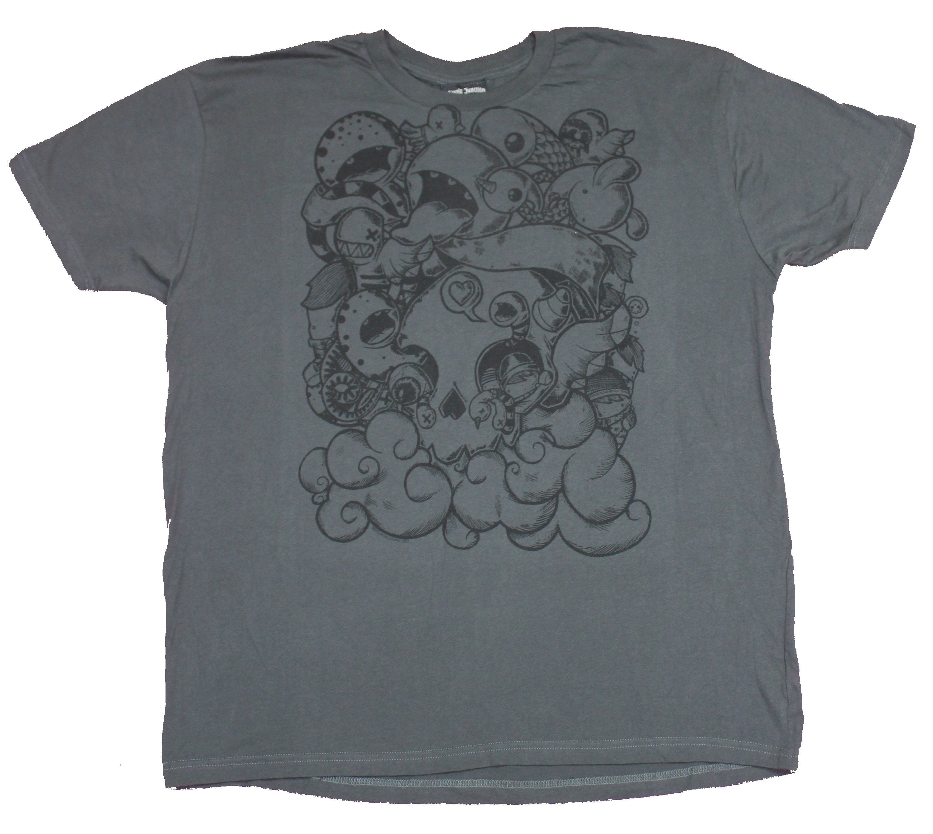Skull Mens T-Shirt  - Worms and Skull Whimsical Design (2X-Large) Hoodie, Sweatshirt | CiraTrend.com
