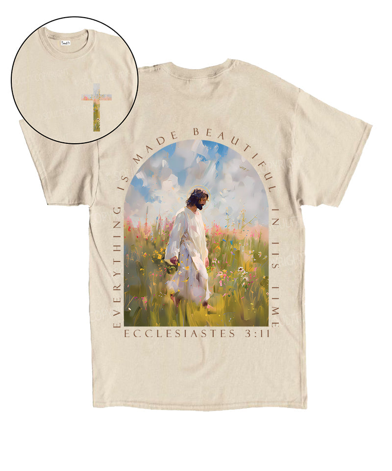 Everything Is Made Beautiful In It's Time Double Sided Unisex Cotton Christian T-Shirt Hoodie, Sweatshirt (Image 1)