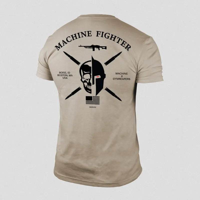 7.62 Machine Fighter Printed Tee - Sand, Summer Cotton Hoodie, Sweatshirt | CiraTrend.com