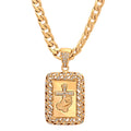 18K Gold Plated Stainless Steel Prayer Hands And Cross Pendant With Simulated Diamonds T-Shirts, Hoodie, Sweatshirt (Image 1)