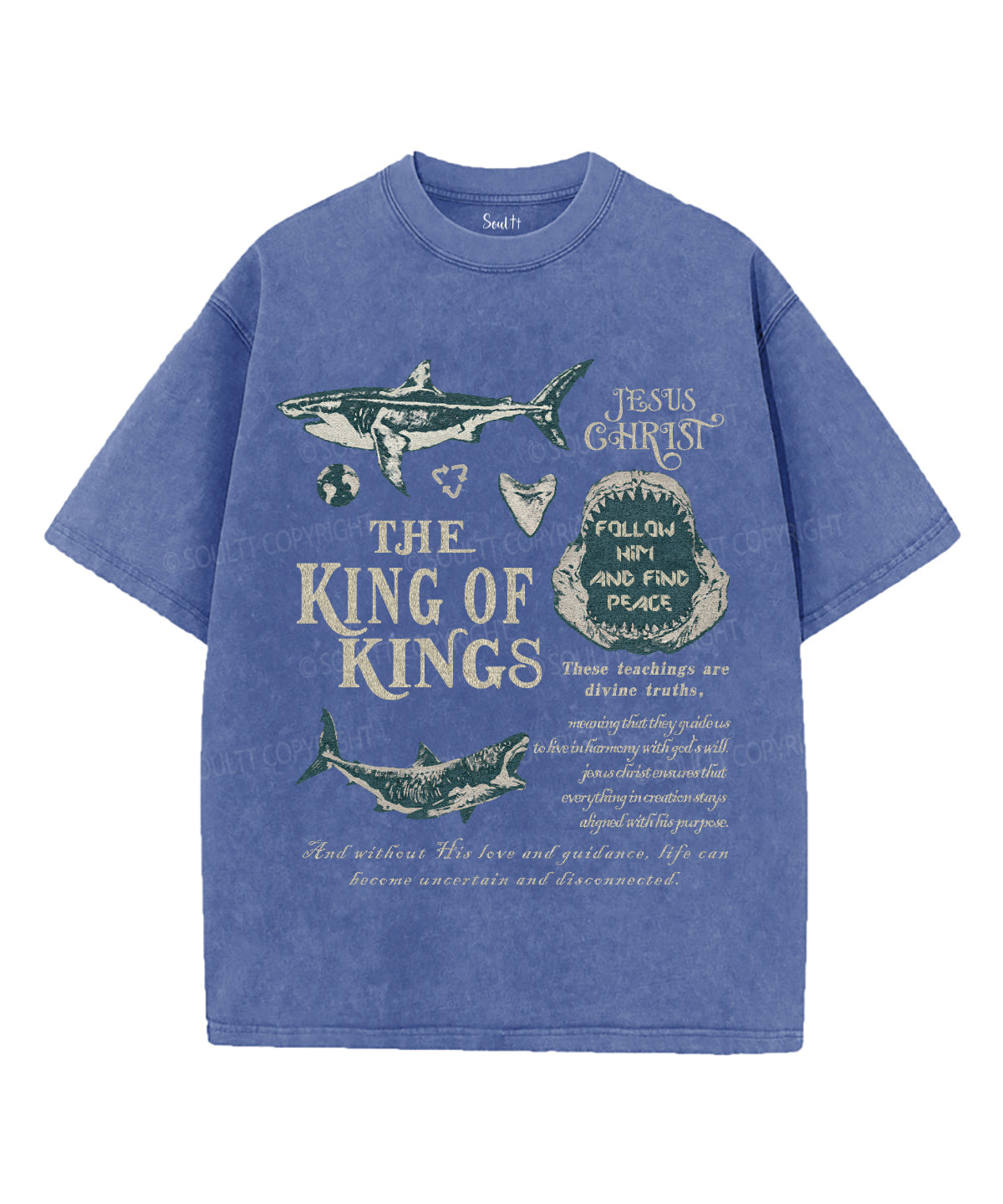 The King Of Kings Unisex Washed Christian T-shirt Hoodie, Sweatshirt | CiraTrend.com (Image 3)