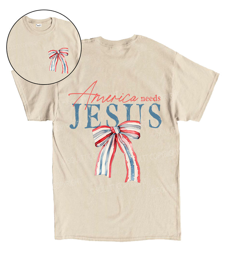 America Needs Jesus Double Sided Unisex Cotton Christian T-Shirt Hoodie, Sweatshirt | CiraTrend.com (Image 1)