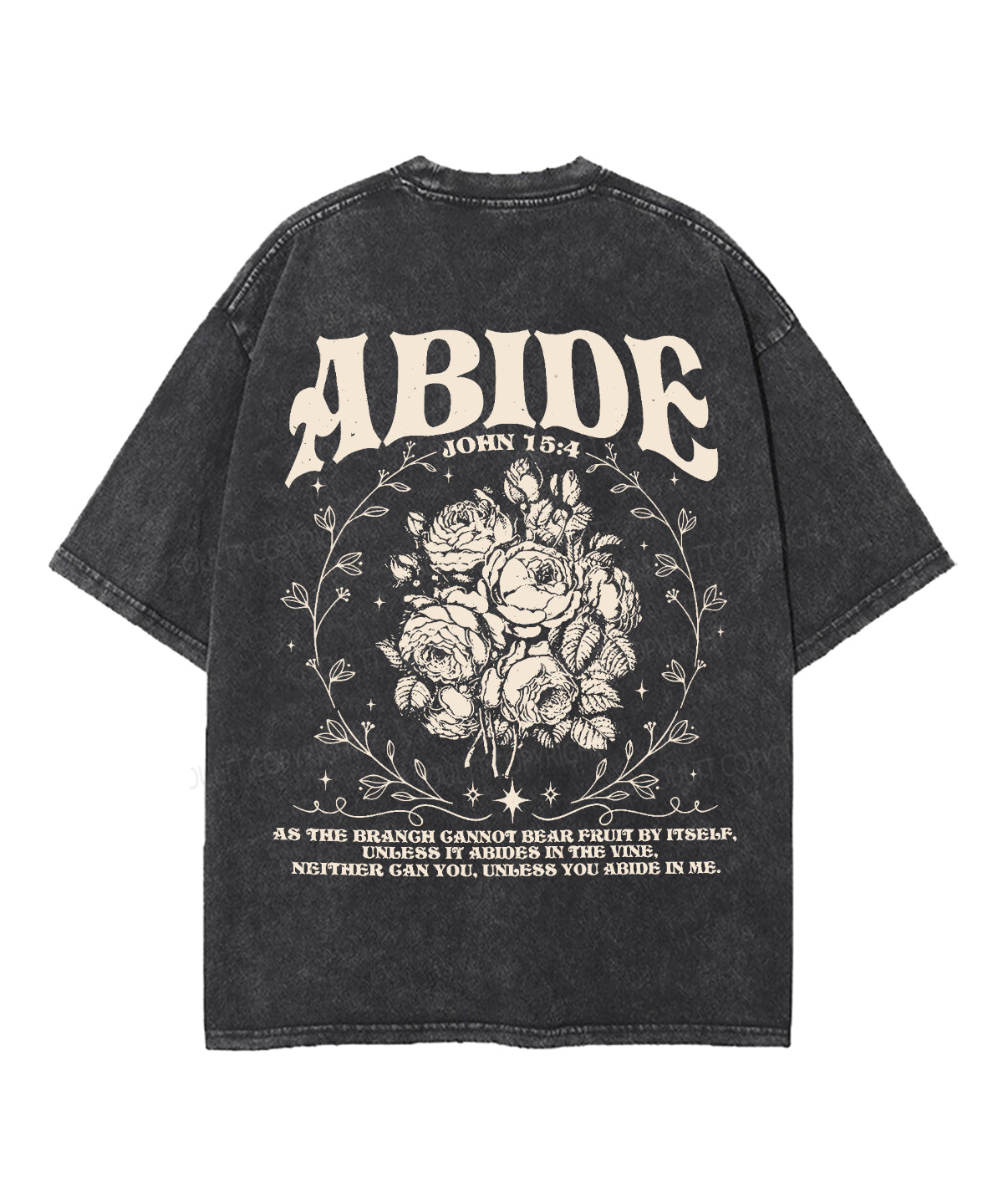 Abide Double Sided Unisex Washed Christian T-shirt Hoodie, Sweatshirt | CiraTrend.com (Image 2)