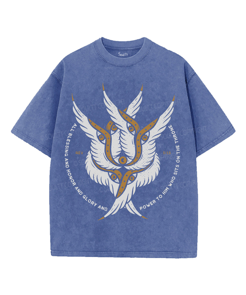 All Blessing And Honor And Glory And Power Unisex Washed Christian T-shirt Hoodie, Sweatshirt | CiraTrend.com (Image 4)