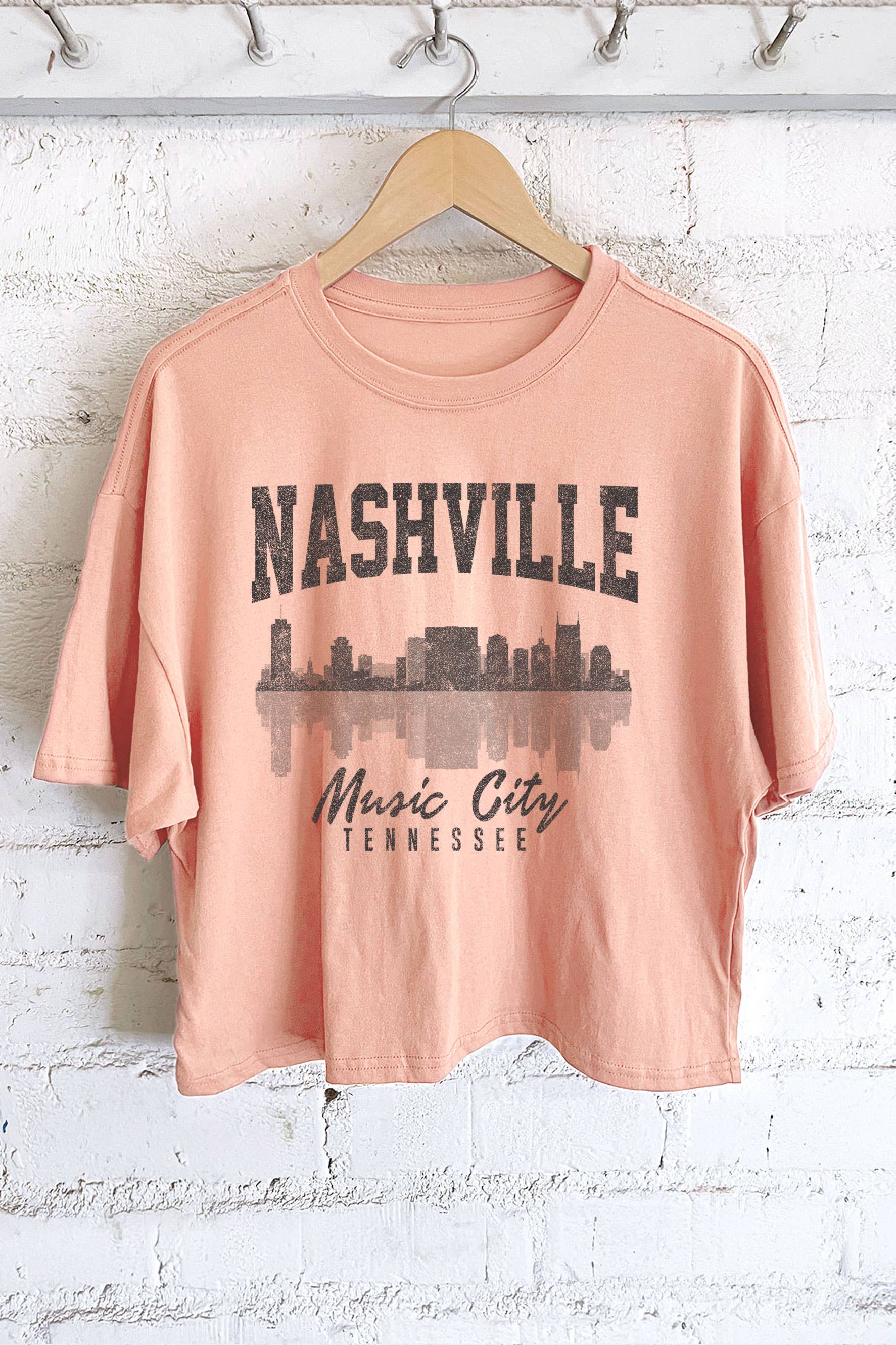 Nashville Music City Skyline Graphic Crop Top