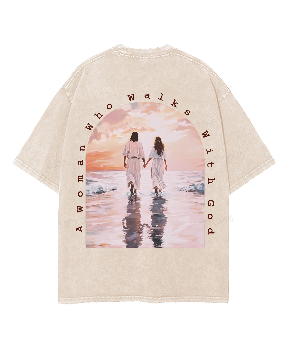A Woman Who Walks With God Double Sided Unisex Washed Christian T-shirt Hoodie, Sweatshirt | CiraTrend.com (Image 4)