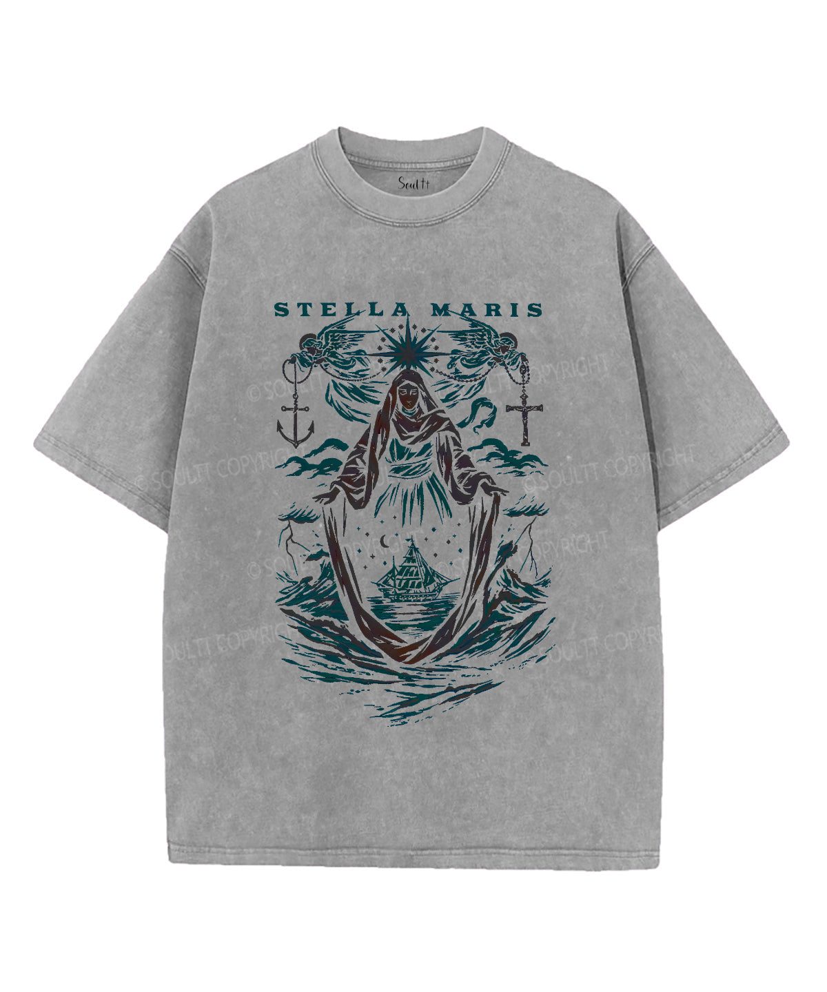 Stella Maris Unisex Washed Christian T-shirt Hoodie, Sweatshirt | CiraTrend.com (Image 3)