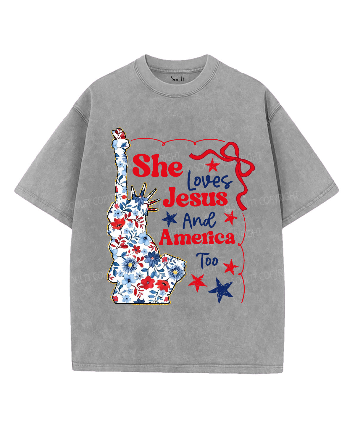 She Loves Jesus And America Unisex Washed Christian T-shirt Style005 Hoodie, Sweatshirt | CiraTrend.com (Image 2)