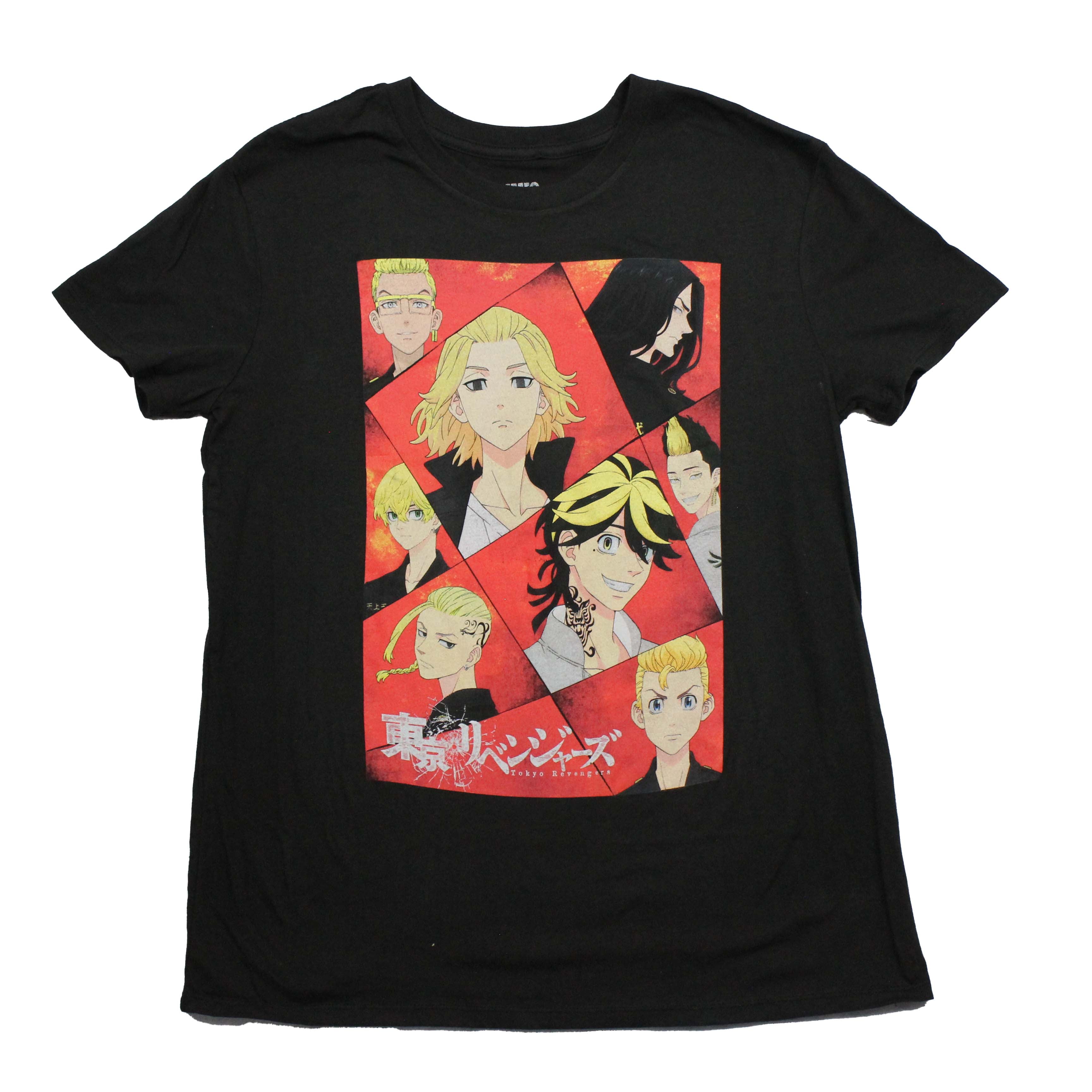 Tokyo Revengers Mens T-Shirt - Red Triangle Images of Cast over Kanji name Hoodie, Sweatshirt | CiraTrend.com
